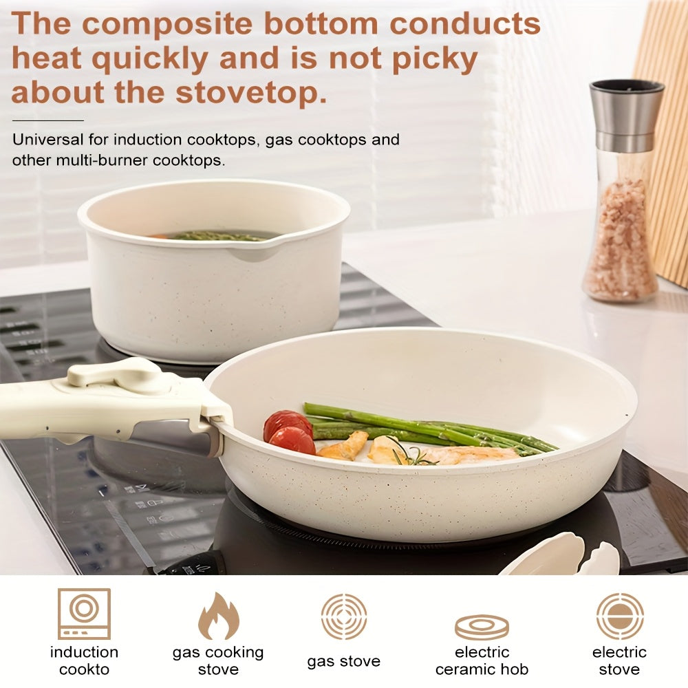 17-Piece Ceramic Cookware Set – Including Removable Handles and Deep Frying Pan