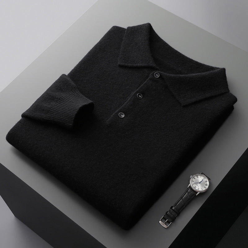 Meriwarm Longsleeve Polo | Men's Clothing | Luxury polo made from merino wool and cashmere for winter