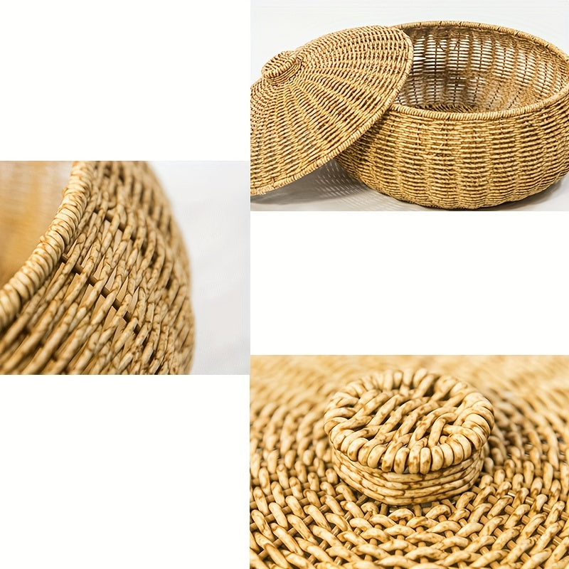Rustic Woven Storage Basket with Lid - Versatile and Durable