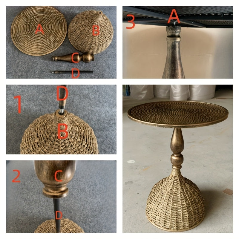 Handmade Water Hyacinth Coffee Table – Antique Bronze Look