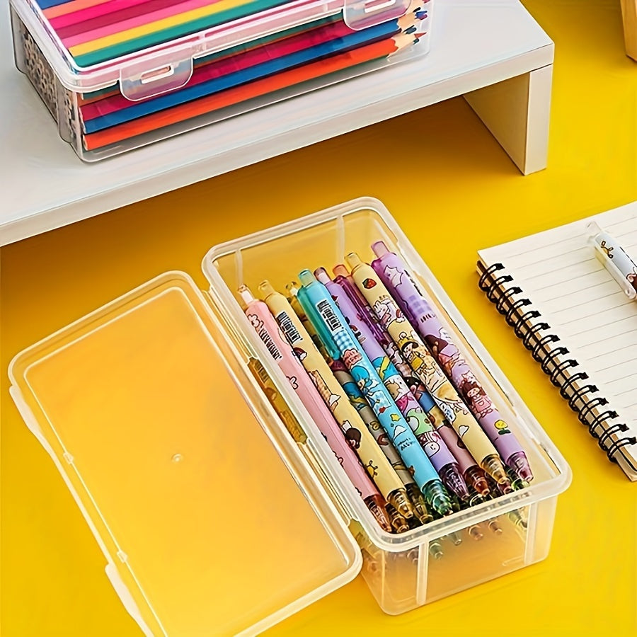 Transparent Storage Box - Practical and Durable for School Supplies