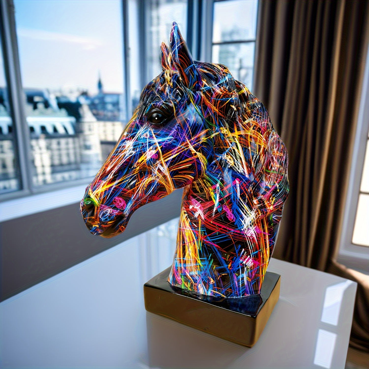 Colourful Horse Head Sculpture - Unique Decoration for Any Interior