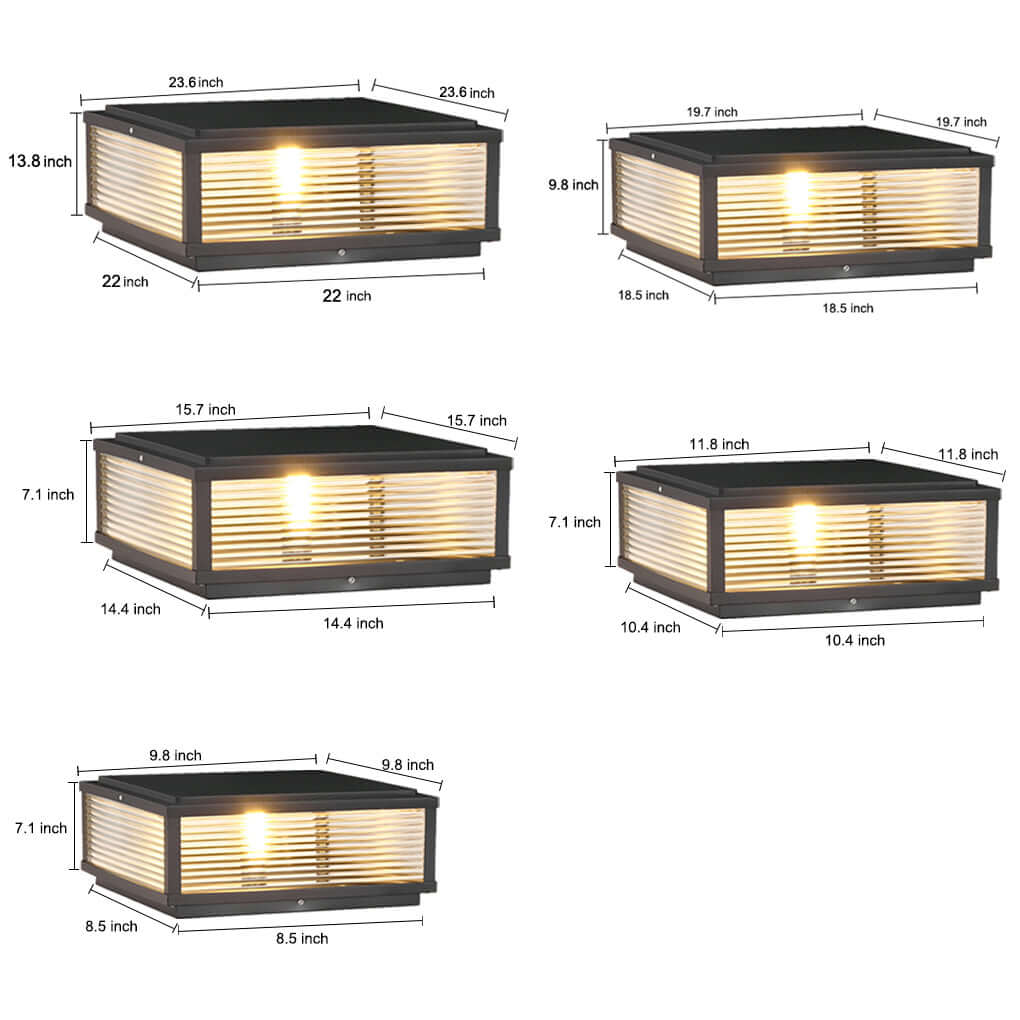 Modern LED Outdoor Post Lamp - Ribbed Glass