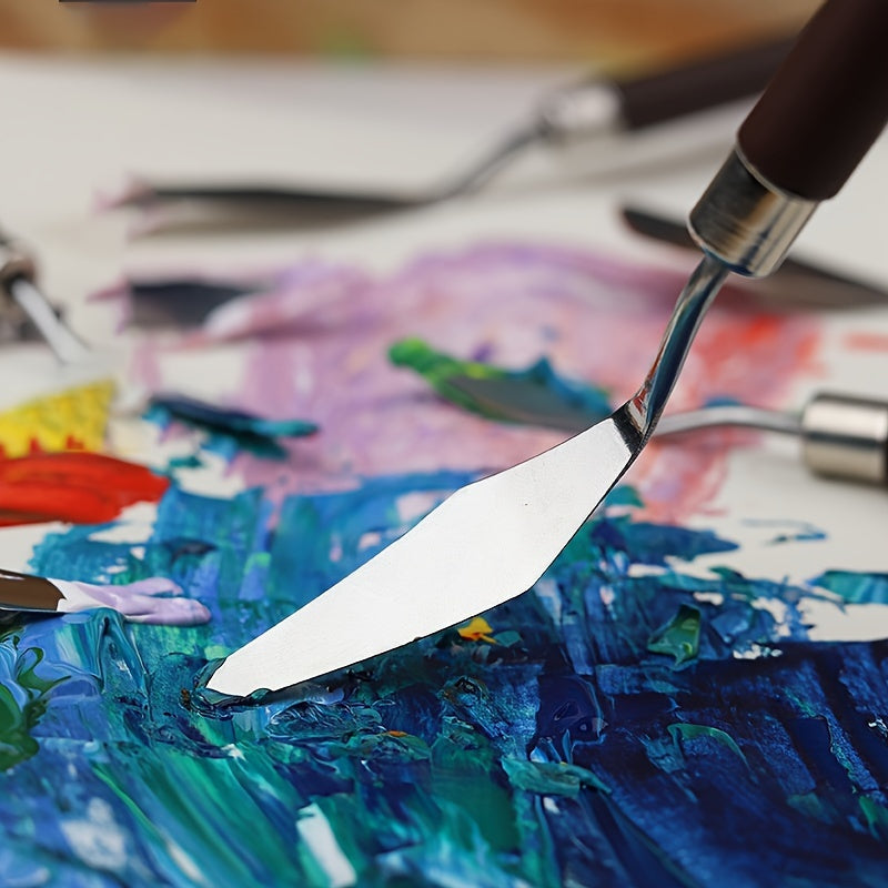 7-Piece Stainless Steel Palette Knife Set – For Painting and Colour Mixing