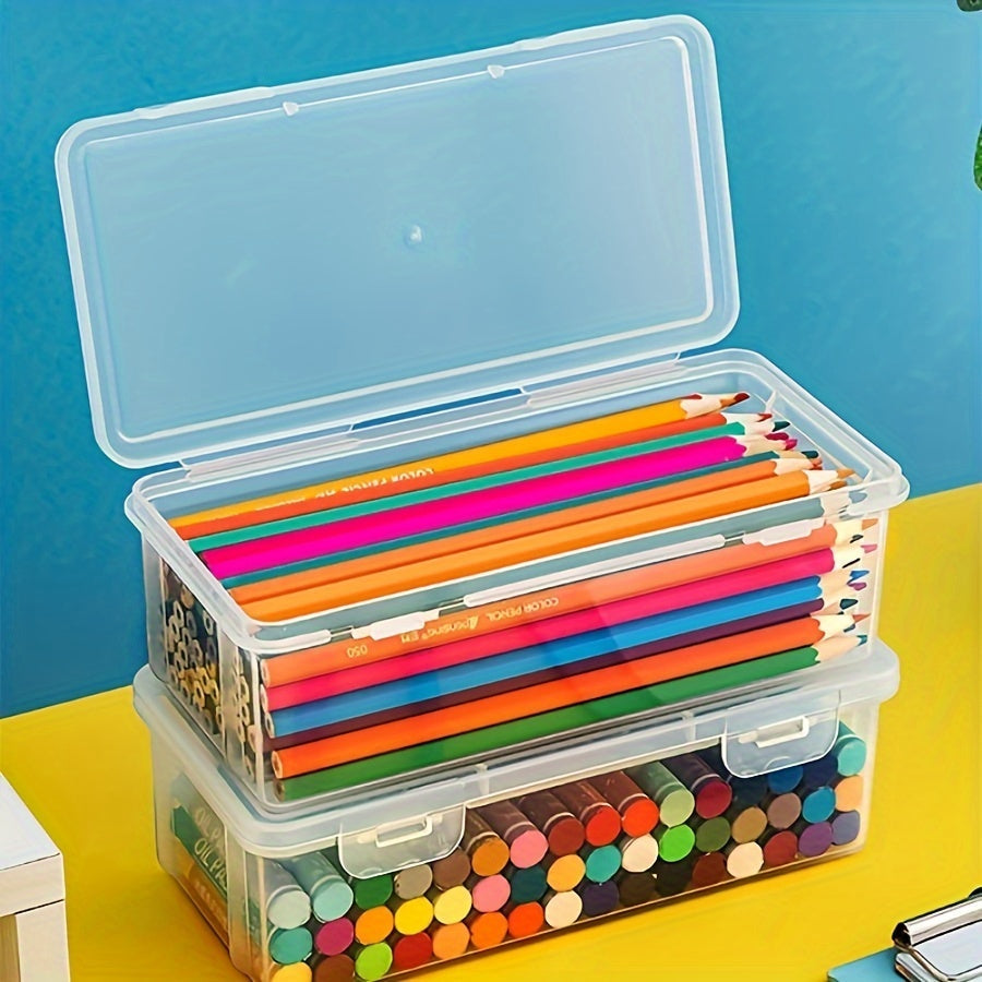 Transparent Storage Box - Practical and Durable for School Supplies