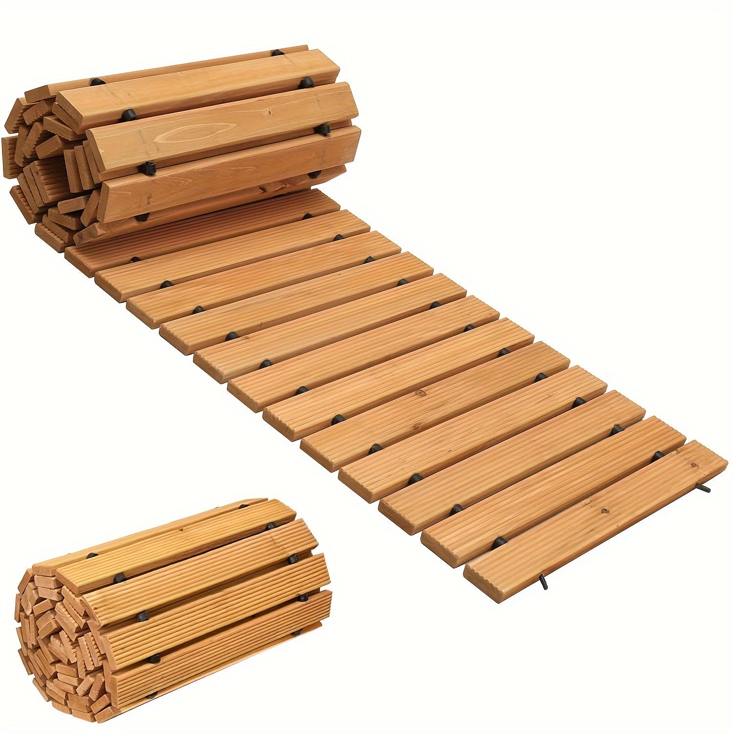 Rollable Wooden Garden Path Mat – Durable Outdoor Mat with Non-Slip Protection
