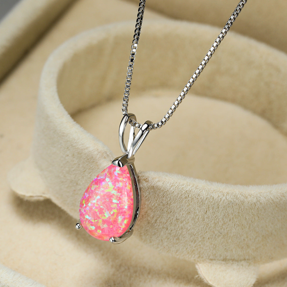Minimalist Drop Opal Pendant Necklace – Selina