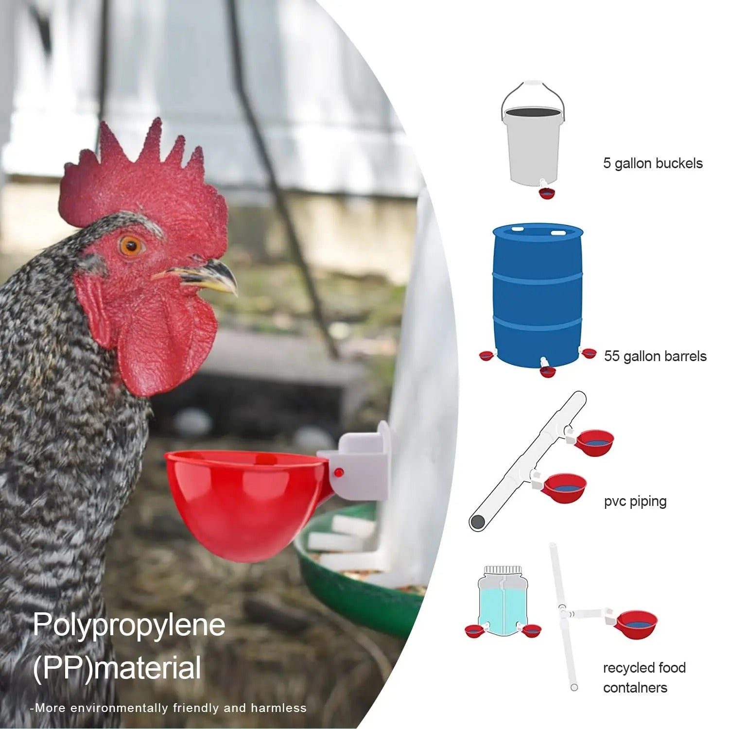 Set of 10 Chicken Drinkers – Practical and Efficient