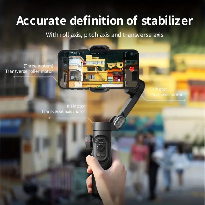 SmartPro Handheld Gimbal Stabilizer - Foldable Smartphone Video Vlog PTZ Stabilizer for iPhone, Android and Samsung