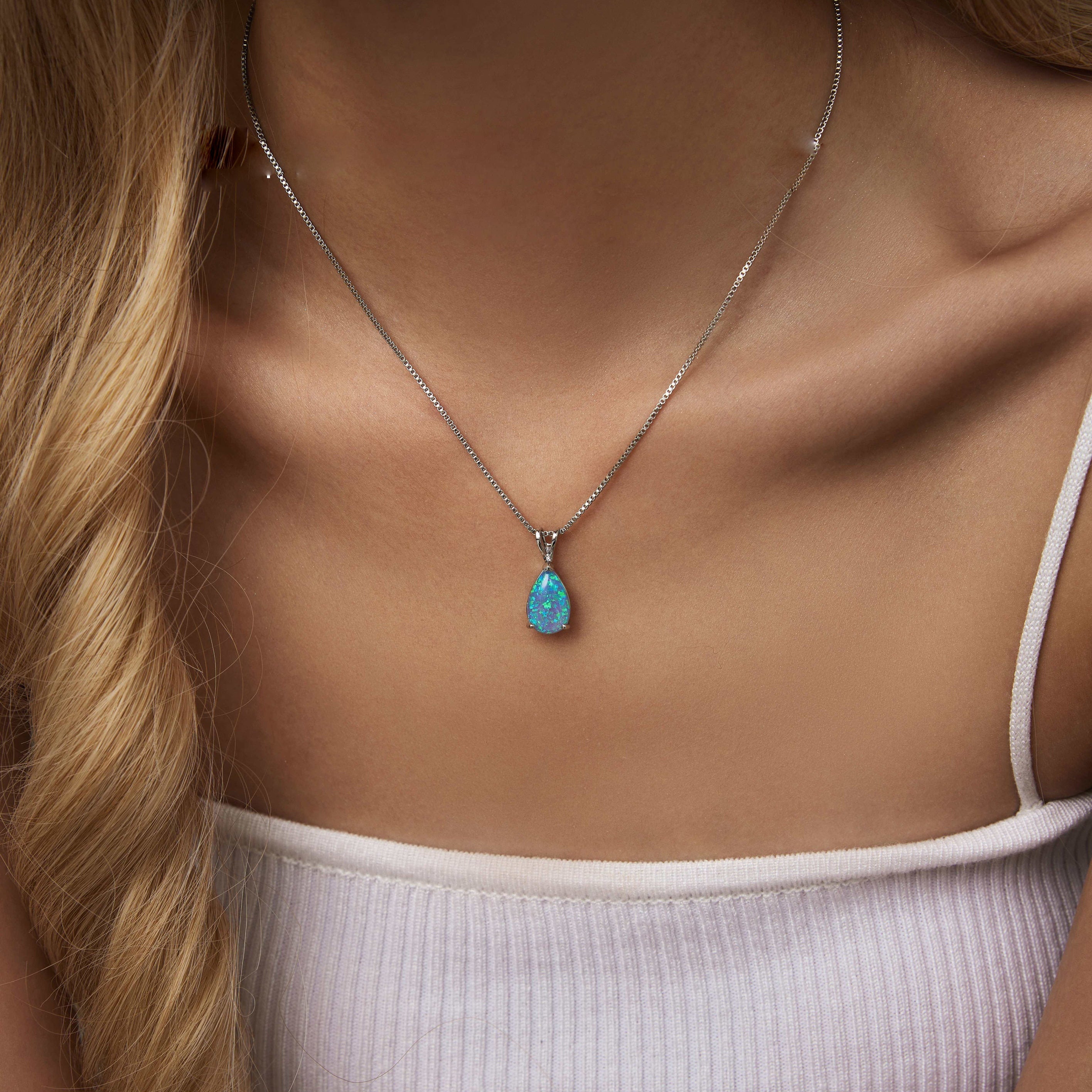 Minimalist Drop Opal Pendant Necklace – Selina