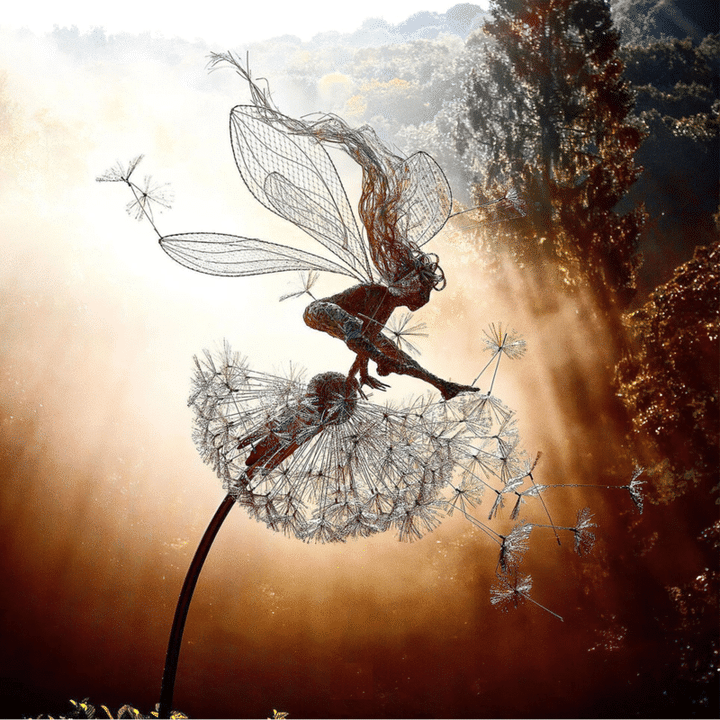EnchantaLuxe Garden Fairy Stake | Handcrafted magical metal garden decor for enchanting outdoor spaces