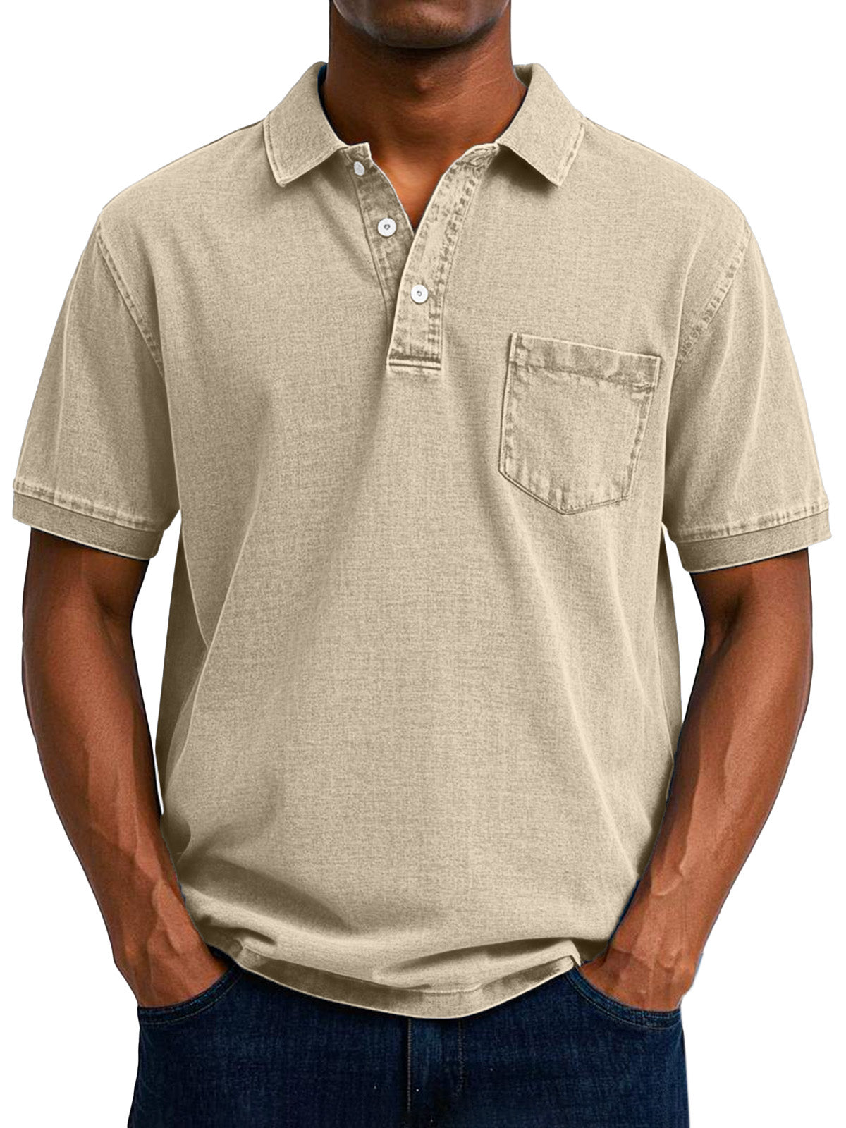 Men's Polo T-shirt - Reinforced Seams - Cotton Blend