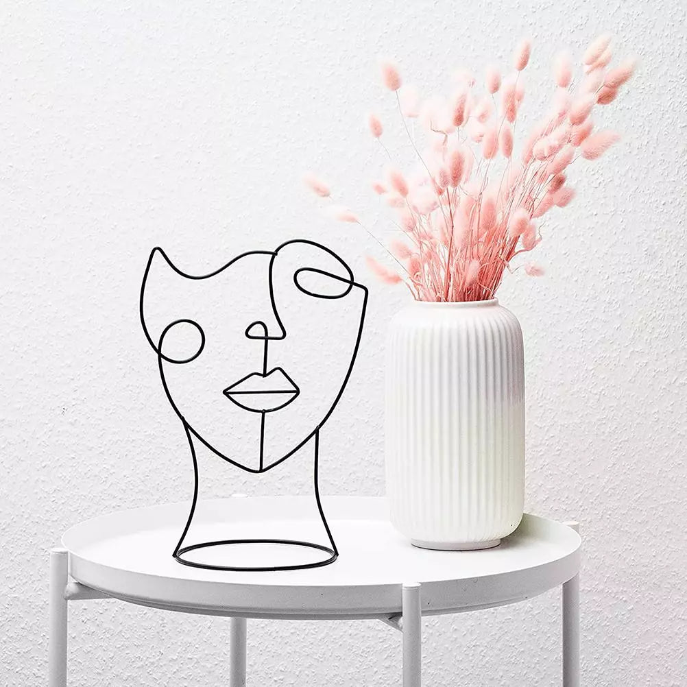 Line Drawing Sculpture - Modern Face Design for Home