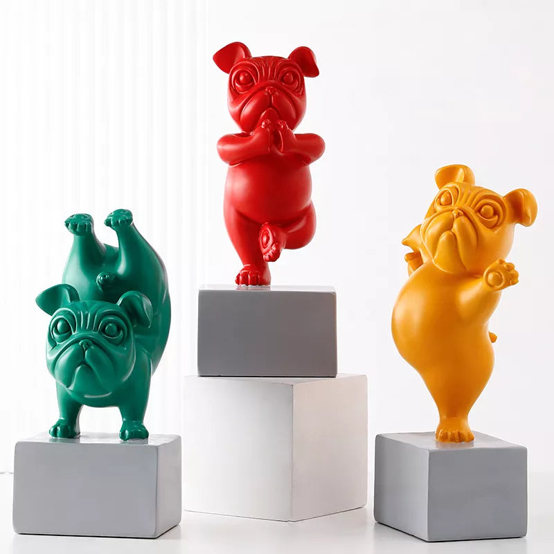 Cheerful Bulldog Sculptures - Playful Home Decoration