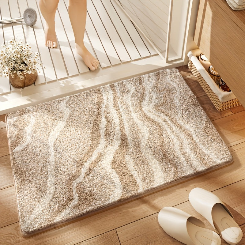 Fluffy Flocking Bath Mat – Absorbent and Soft for Bathroom or Kitchen