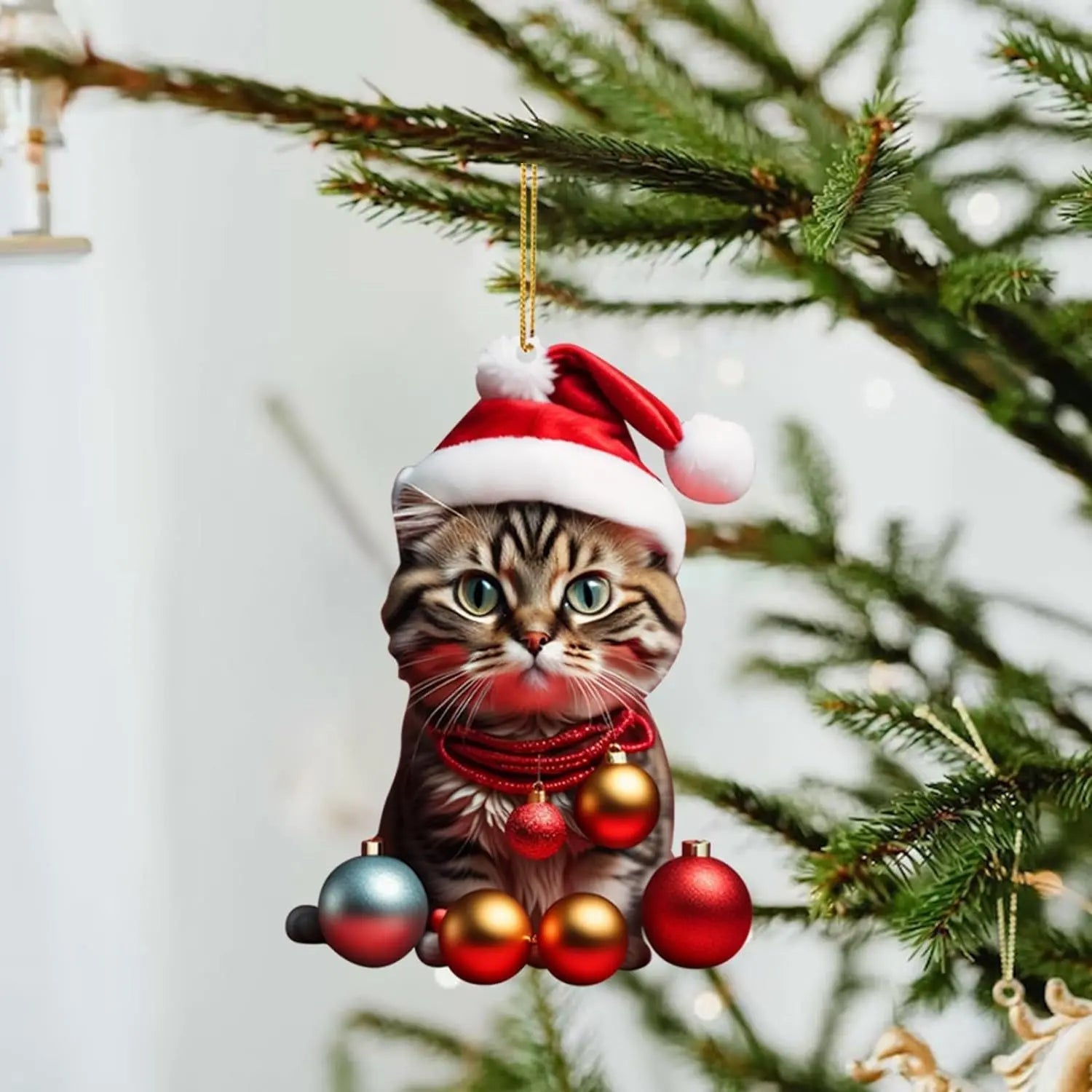 Christmas Cat Ornament - Cute Festive Tree Decoration