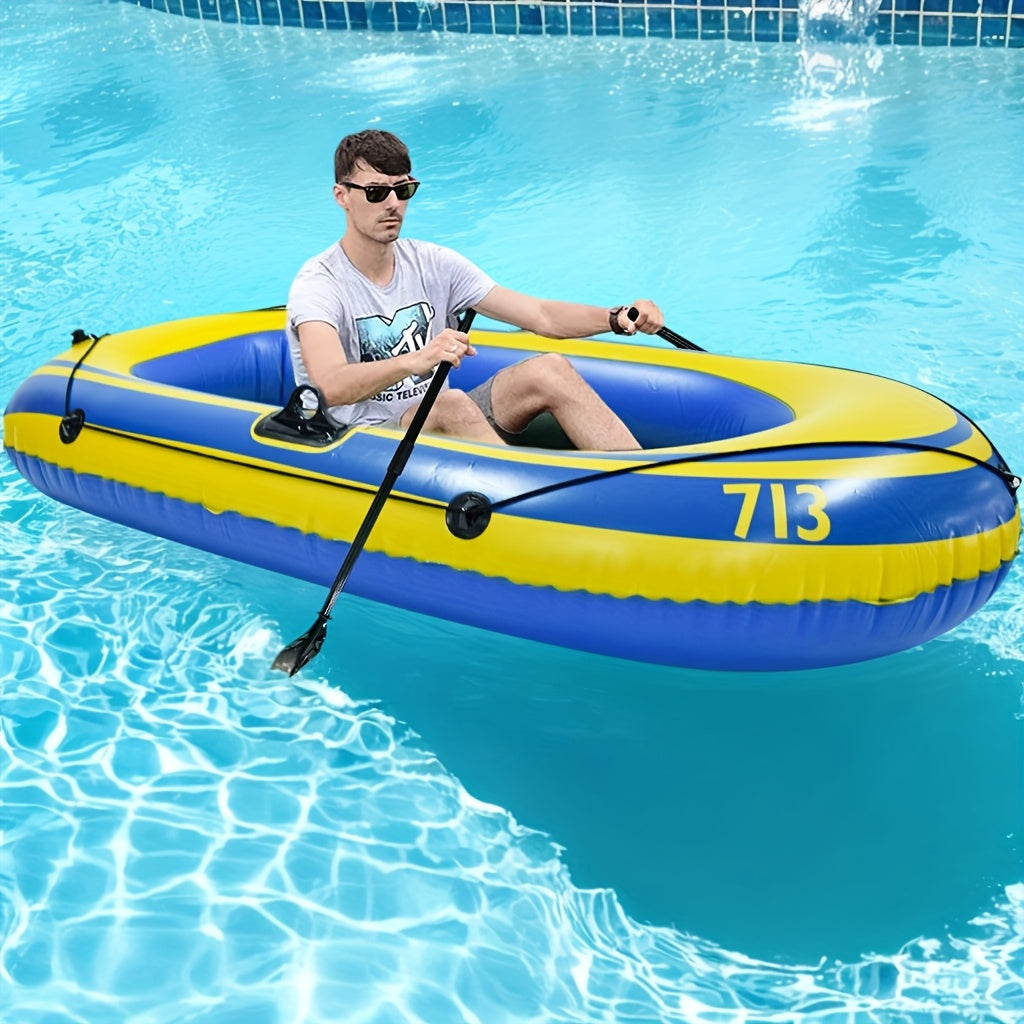 Inflatable Fishing Boat Set – Lightweight PVC Boat for 2 People with Paddles