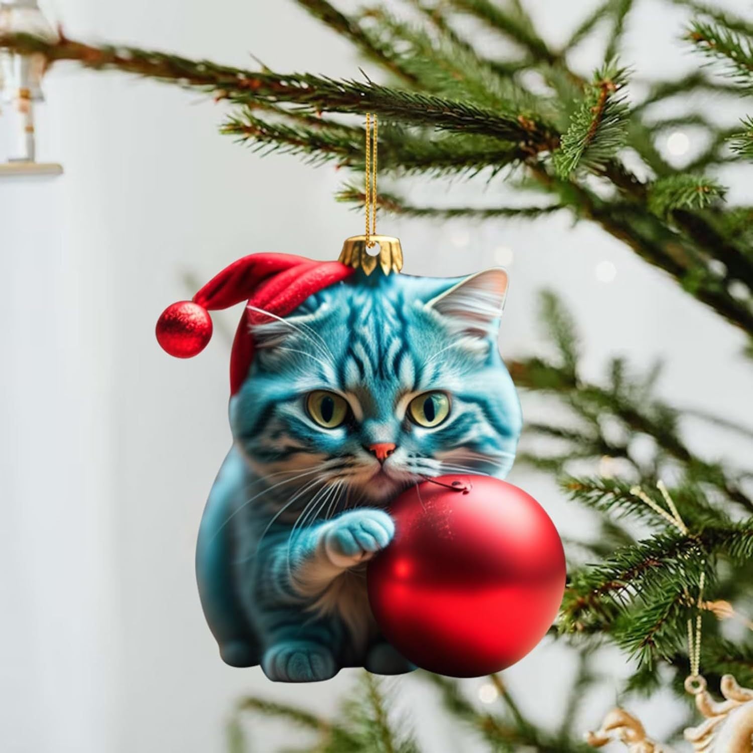 Christmas Cat Ornament - Cute Festive Tree Decoration