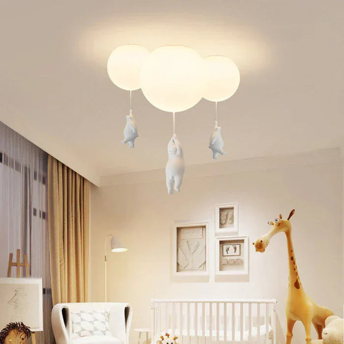 Children's Pendant Light | Bear and Balloon Design | CloudBear | Playful and Unique Design | LED Lighting | High-Quality Plastic and Metal | For Children's Bedrooms | 40 cm Diameter