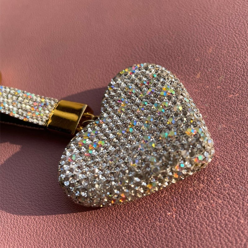 Rhinestone Heart Keyring