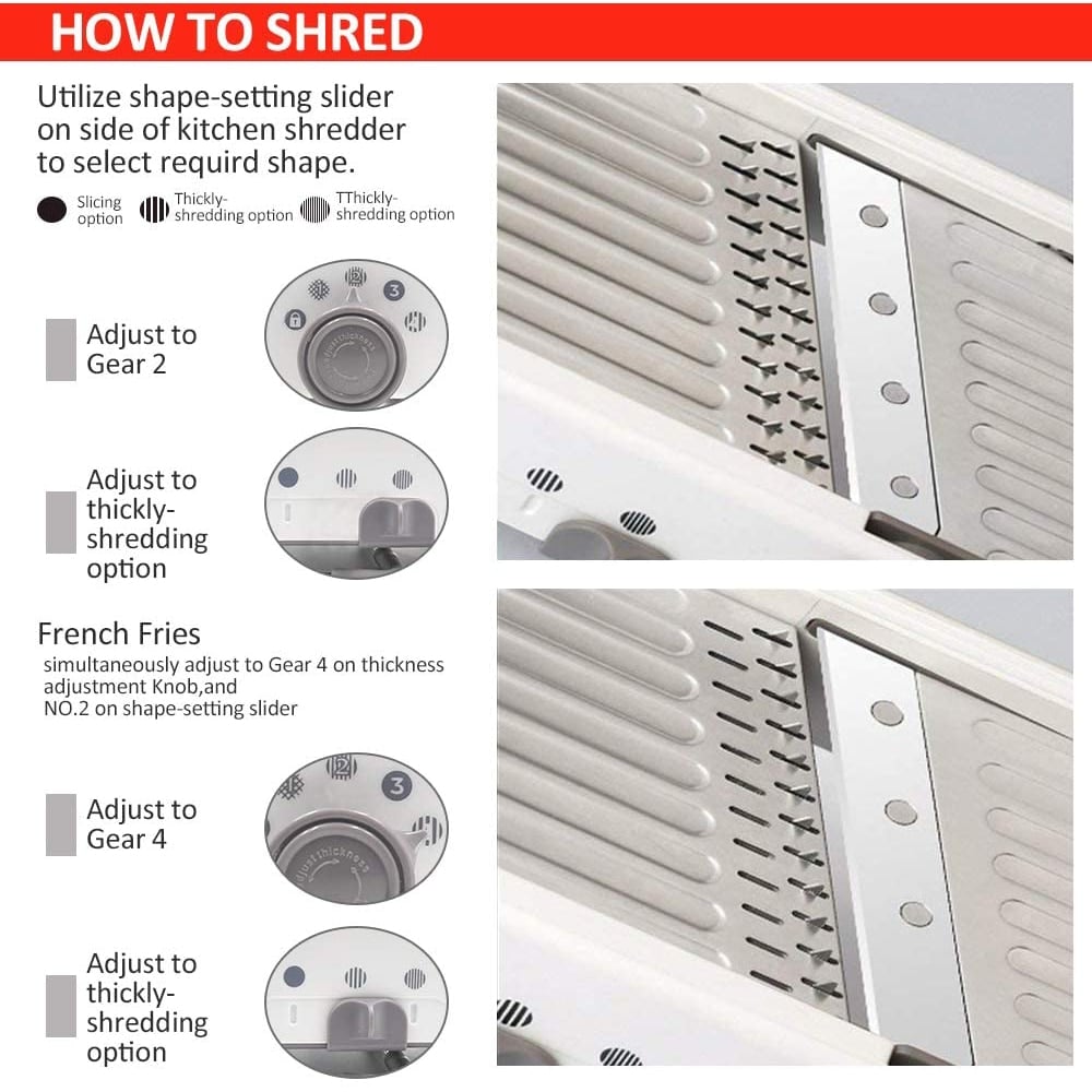 Mandoline Vegetable Slicer – Professional Grater with Adjustable 304 Stainless Steel Blades