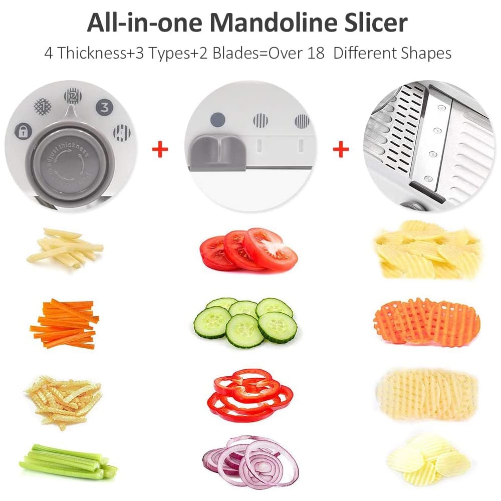 Mandoline Vegetable Slicer – Professional Grater with Adjustable 304 Stainless Steel Blades