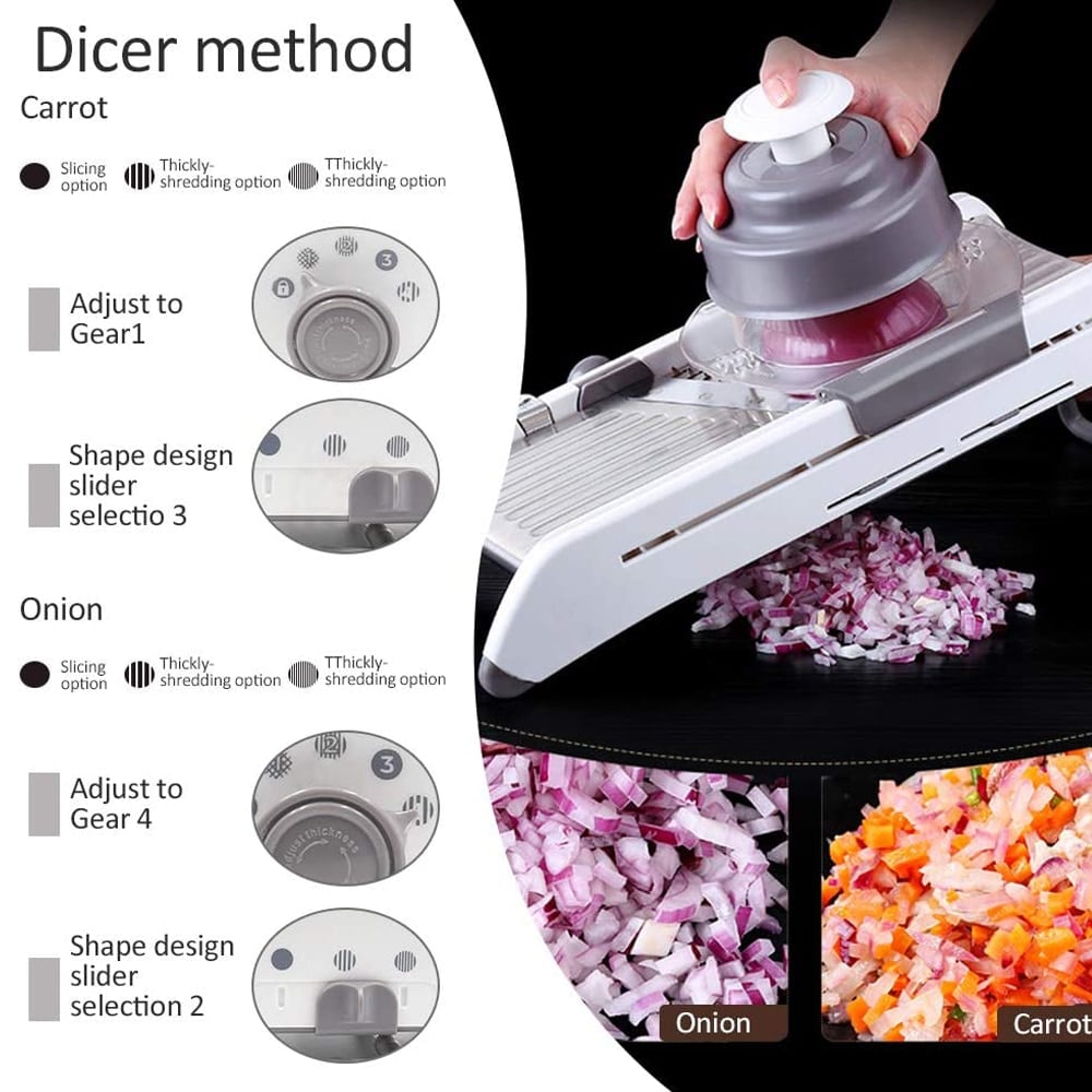 Mandoline Vegetable Slicer – Professional Grater with Adjustable 304 Stainless Steel Blades