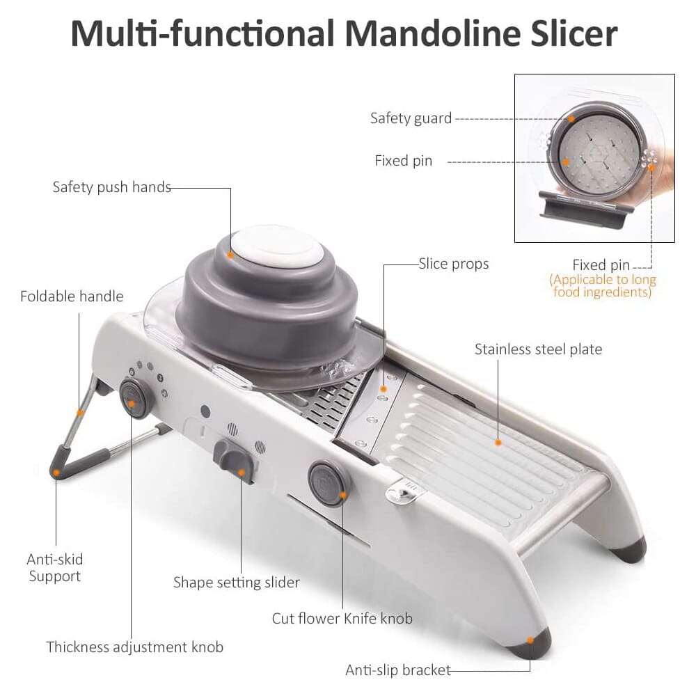 Mandoline Vegetable Slicer – Professional Grater with Adjustable 304 Stainless Steel Blades