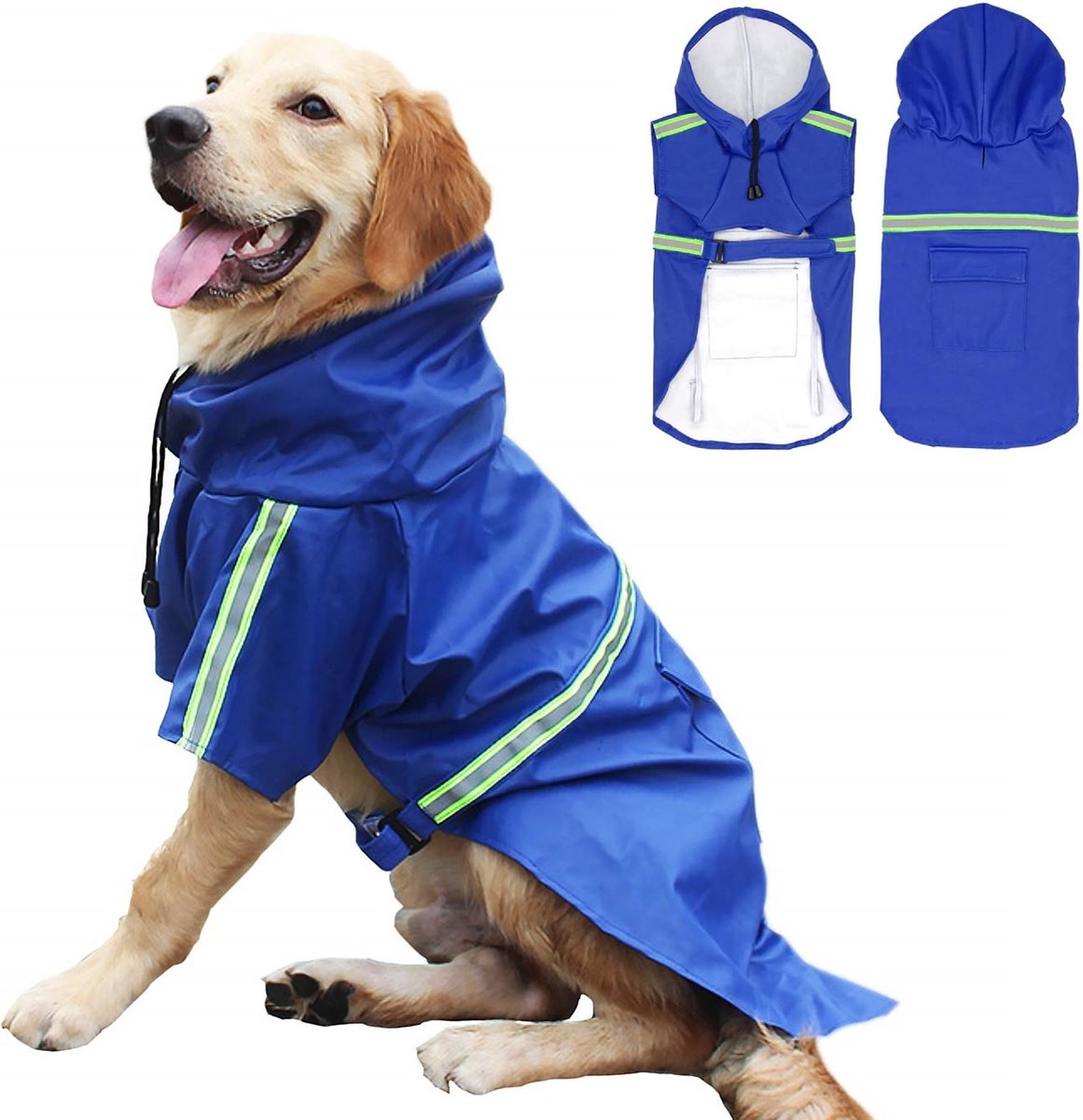 PupJoy - Reflective Dog Raincoat + Hood - Safe Night Walk