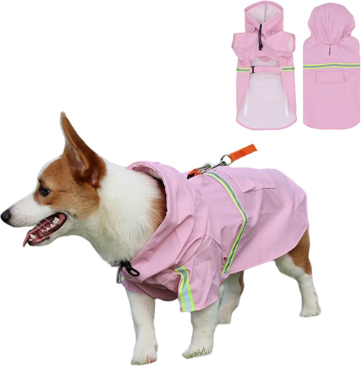 PupJoy - Reflective Dog Raincoat + Hood - Safe Night Walk