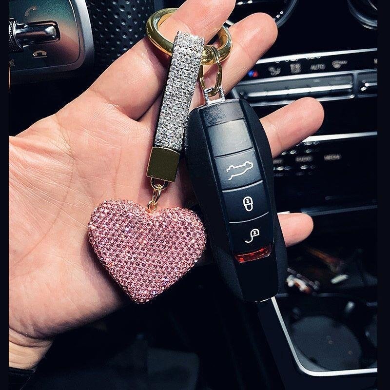 Rhinestone Heart Keyring
