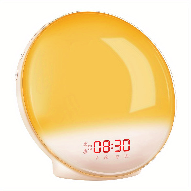 Halo Light Digital Alarm Clock – Sunrise Alarm Clock with USB Power and Dual Alarm Function