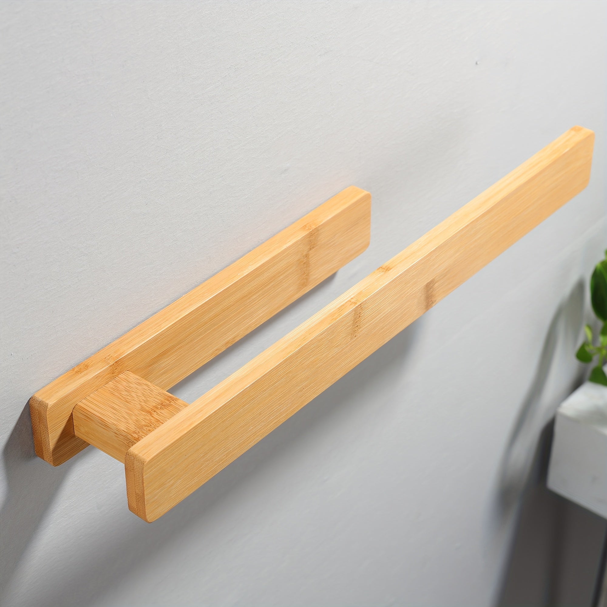 Modern Wooden Towel Holder – Elegant Wall Mounting Without Tools