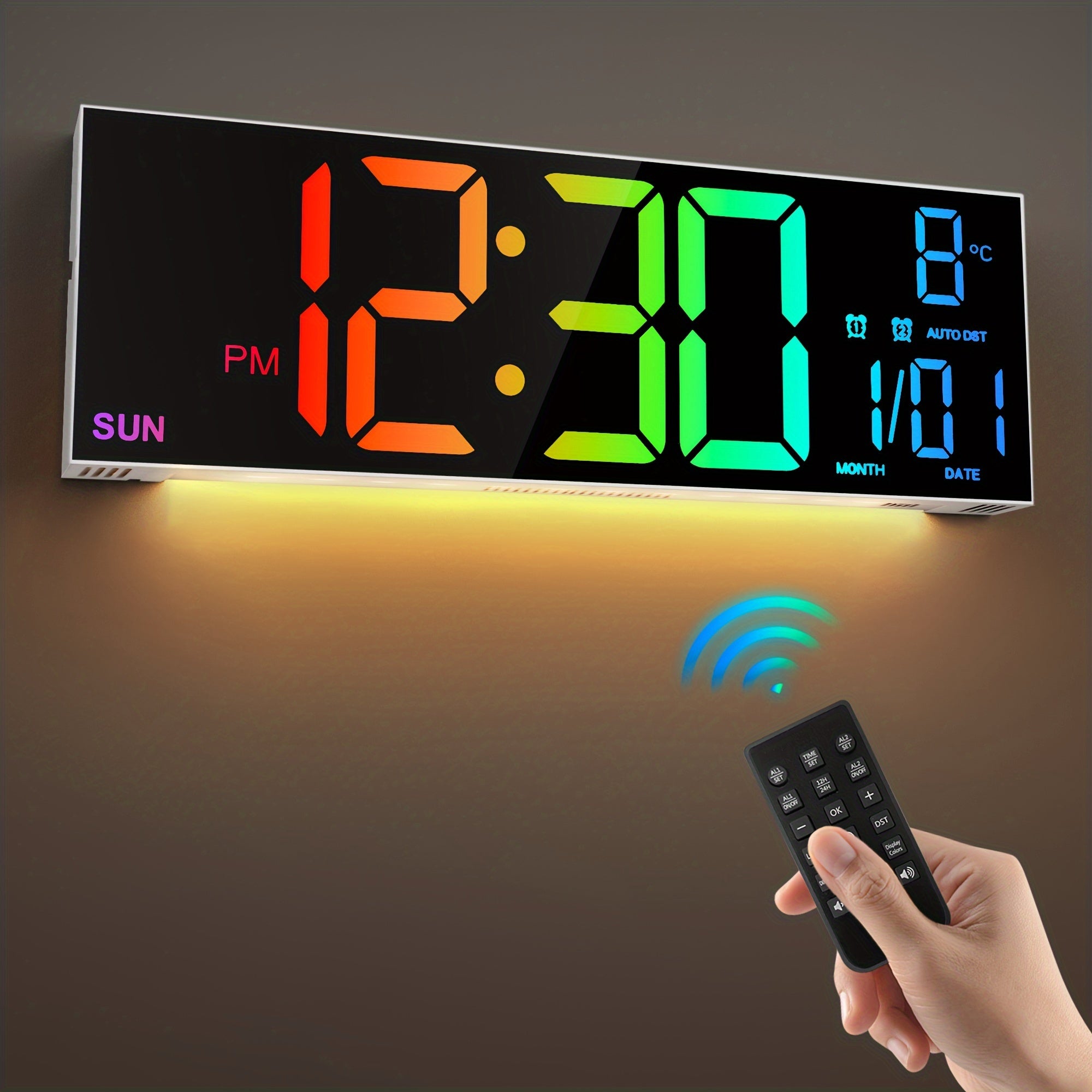 LumiWall Digital Wall Clock – Large, Colourful and Easy to Read