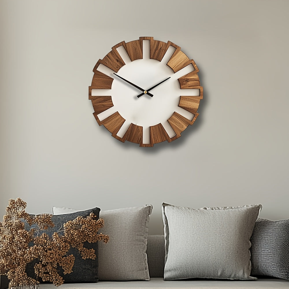 Rustic Wooden Wall Clock with Silent Movement – Timeless Design for Living Room, Office, and Bedroom