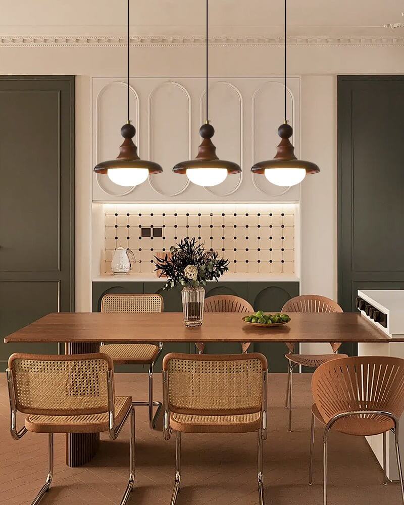 Pendant Light with Wooden Accents