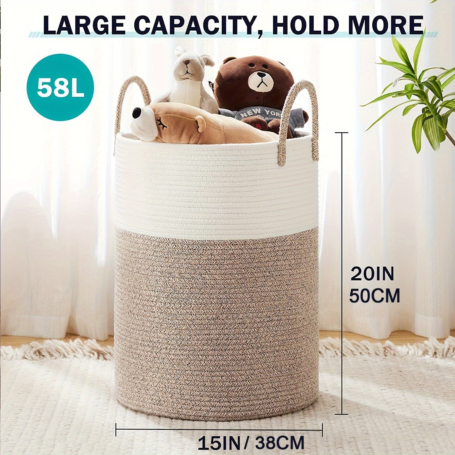Stylish Two-Tone Laundry Basket - Space for More, Convenient and Durable