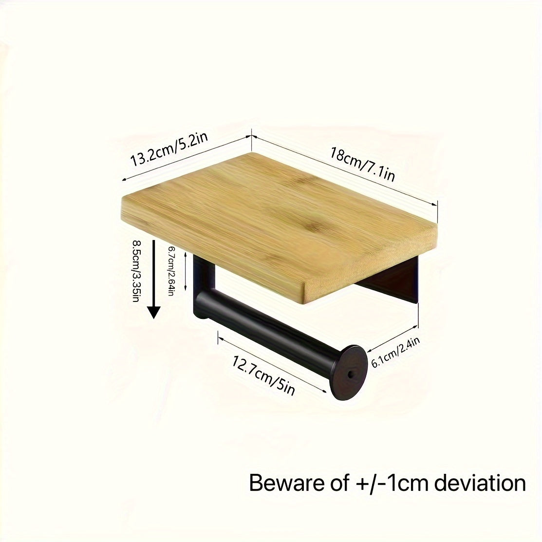 Wooden Toilet Paper Holder with Shelf – Ideal for Wall Mounting
