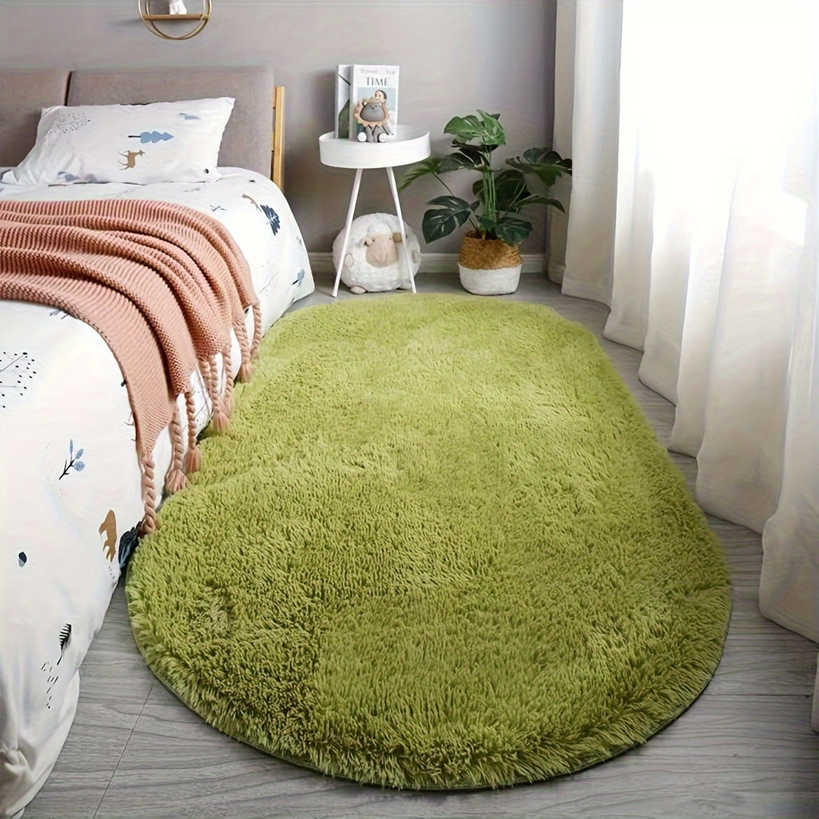 Plush Oval Rug – Soft and Stylish Rug for Bedroom and Living Room Decoration