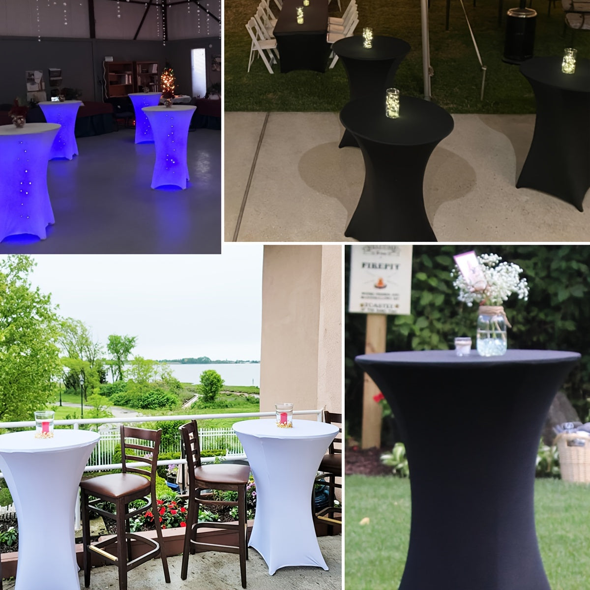 Stretchy Cocktail Table Covers - Solid Colour, Ideal for Parties and Events