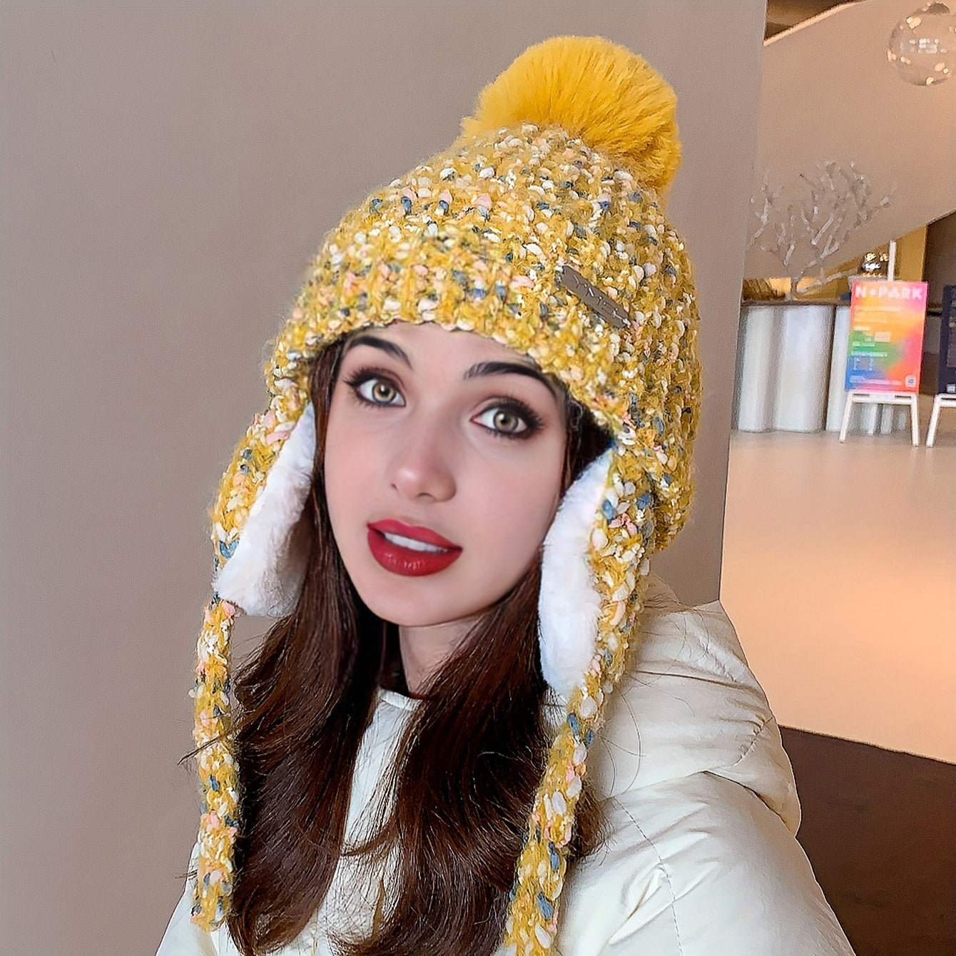 Olivia Warm Winter Hat – Knitted Hat with Fleece and Ear Flaps