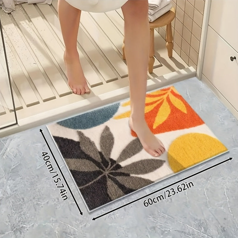 Abstract Geometric Bath Mat – Absorbent and Soft for Bathroom or Kitchen
