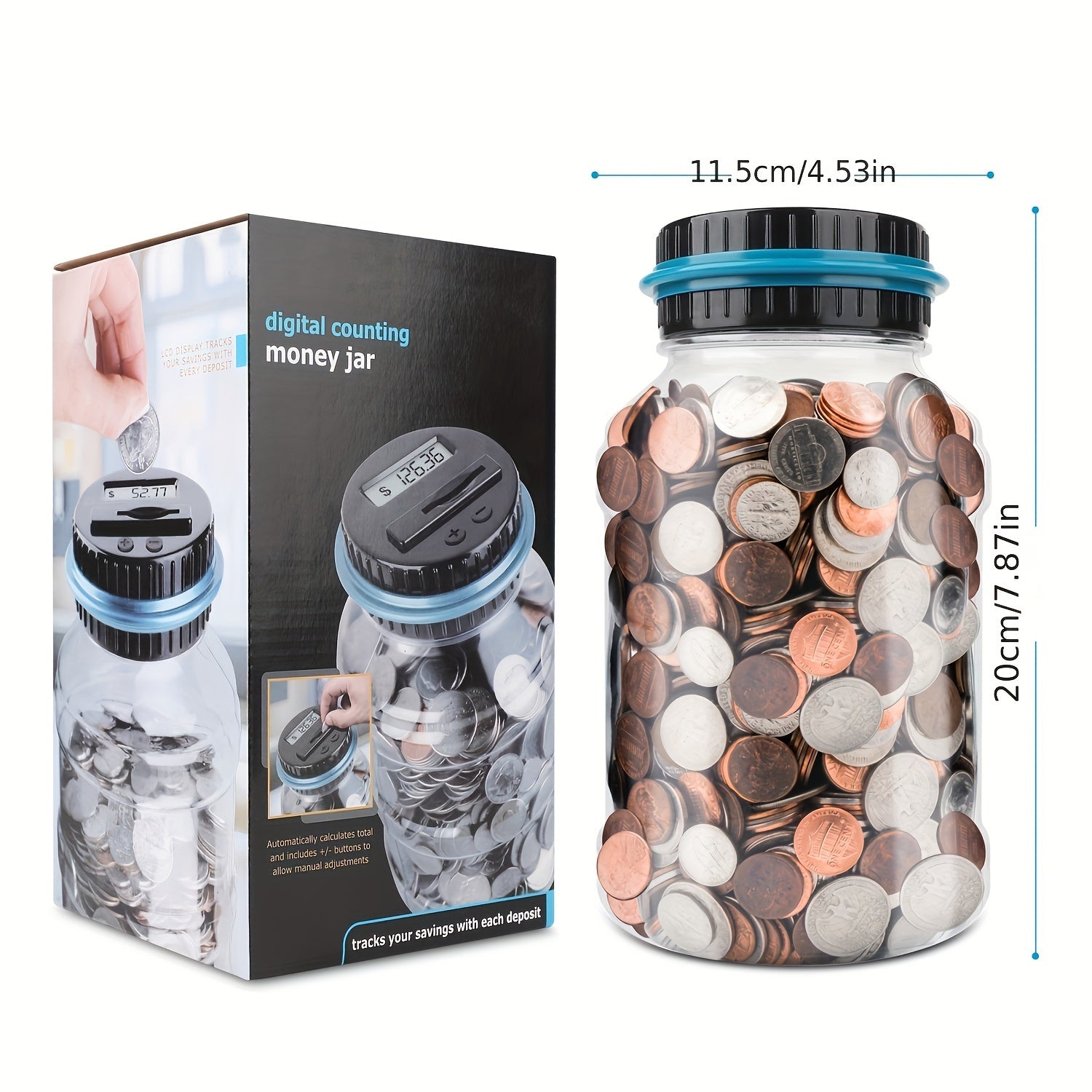 Digital Coin Counter Piggy Bank - With LCD Display for Automatic Counting and Large Capacity