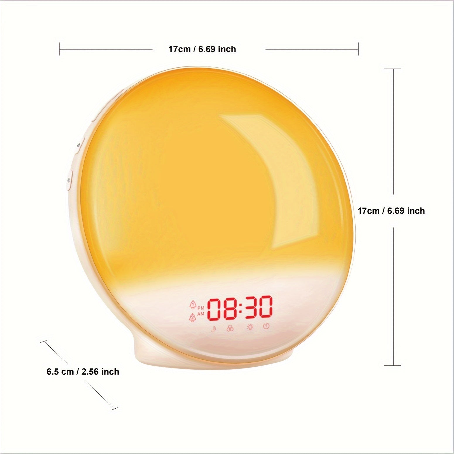 Halo Light Digital Alarm Clock – Sunrise Alarm Clock with USB Power and Dual Alarm Function