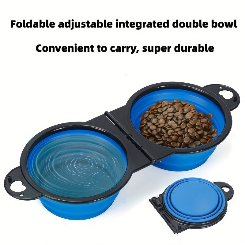 Foldable Double Dog Bowls – Convenient and Portable for Travel and Walking