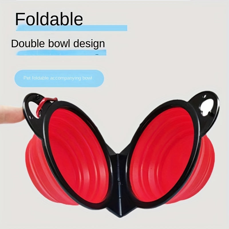 Foldable Double Dog Bowls – Convenient and Portable for Travel and Walking