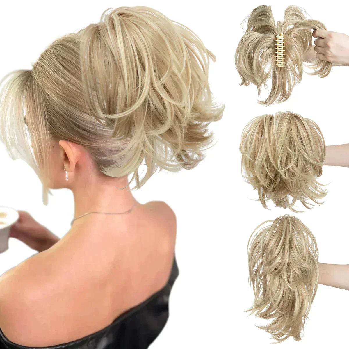 🥰Synthetic Claw Clip In Ponytail Hair Extensions DIY Hairpiece Hair Bun🎁