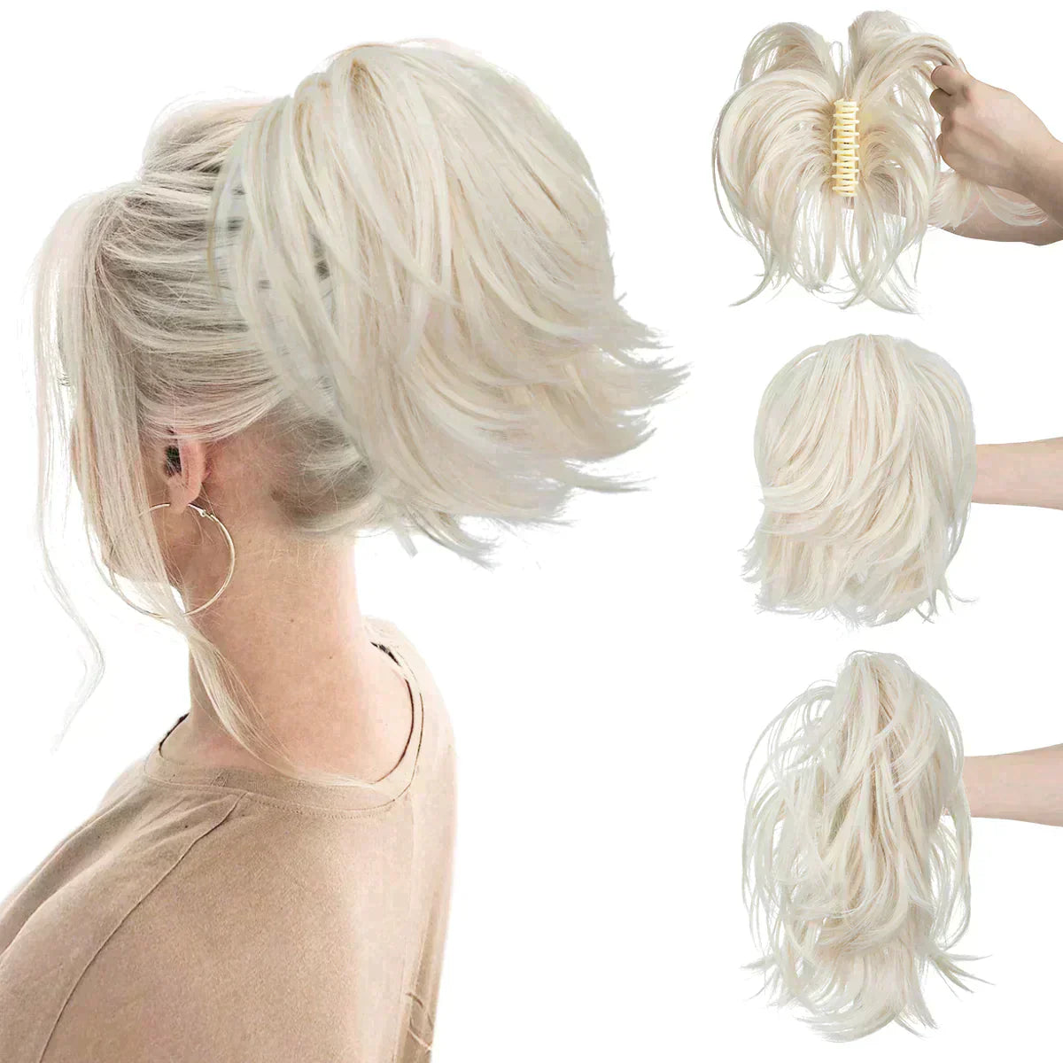 🥰Synthetic Claw Clip In Ponytail Hair Extensions DIY Hairpiece Hair Bun🎁