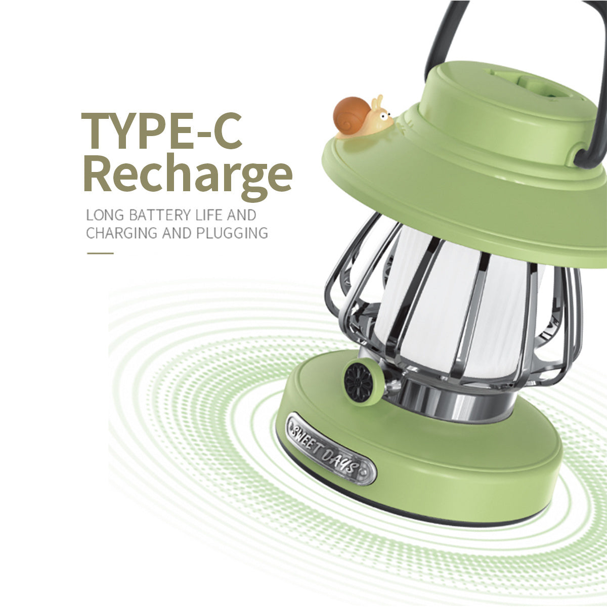 SnailGlow Portable Camping Lamp – USB Rechargeable Night Light