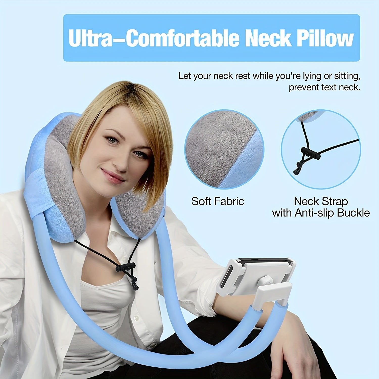 ReisLuxe Adjustable Neck Support with Phone Holder - For Comfort and Convenience